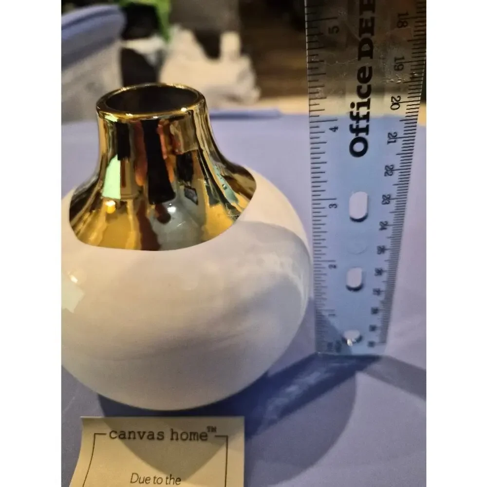 CANVAS Dauville Bud Vase Gold Wide Top Mid-Glazed